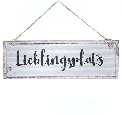 Wandschild, Türschild 'Lieblingsplatz', Landhaus Holzschild 10x30 cm