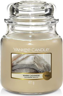 Yankee Candle Duftkerze im Glas Warm Chashmere, Brenndauer bis zu 90 Stunden