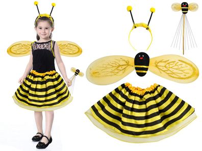 Kostüm Marienkäfer Biene Set Verkleidung Kinder Rot/ Schwarz 4 Elemente 6613