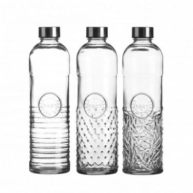 3 Glasflaschen 1L "1841" in verschiedenen Designs