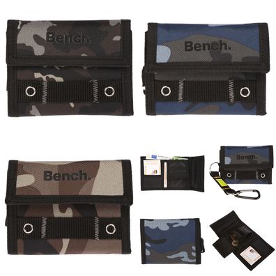 Bench Camouflage Geldbörse Portemonnaie Brieftasche mit Klettverschluss und Karabiner