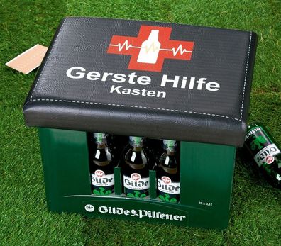 Gilde Bierkasten Sitzkissen "Gerste Hilfe" ca. 44x34cm Sitzpolster 49832