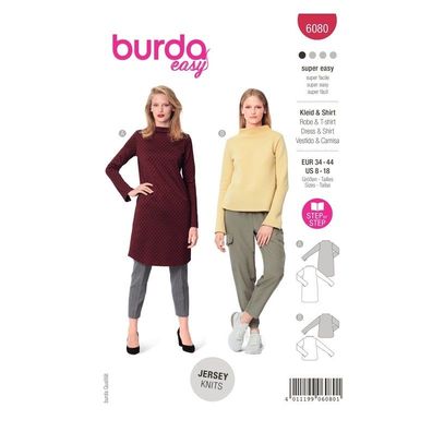 burda style Kleid und Shirt mit ausgestellten Ärmeln #6080