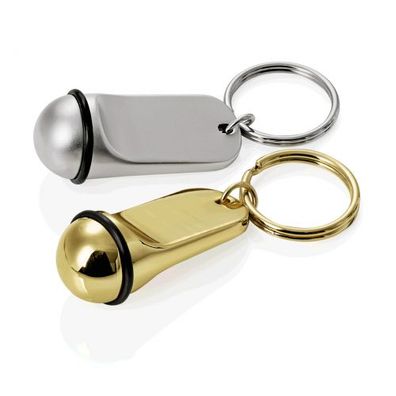Schlüsselanhänger, mit Gummiring, Zinkguss, gold, ohne Gravur, 5 cm Höhe