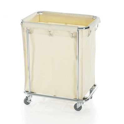 Wäschewagen/ Wäschesammelwagen, beige, verchromt, 65x45x84 cm
