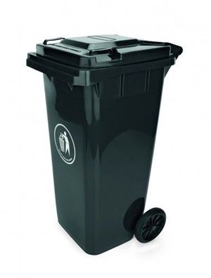 Abfallbehälter / Mülltonne, mit Rollen, 120 Liter, schwarz