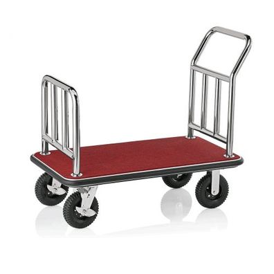 Hotelwagen / Gepäckwagen, Silberfarben / roter Teppich, 113x61,5x98 cm