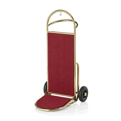 Hotelwagen / Gepäckkarre, Goldfarben / roter Teppich, 61x70,5x121 cm