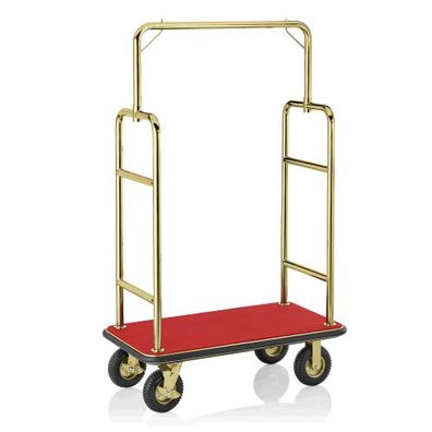 Hotelwagen / Gepäckwagen, Goldfarben / roter Teppich, 113x62x183 cm