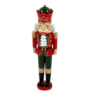 XXL Deko Nussknacker 47cm Figur Weihnachten rot grün gold Zinnsoldat Nostalgie