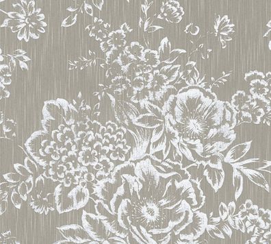 A.S. Création Blumentapete Silber 306574 Tapete Metallic Silk Wandtapete Design