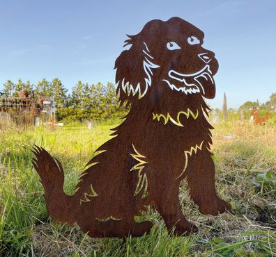 Hund streckt Zunge heraus 50x45cm Gartenstecker Edelrost Rost Metall Rostfigur