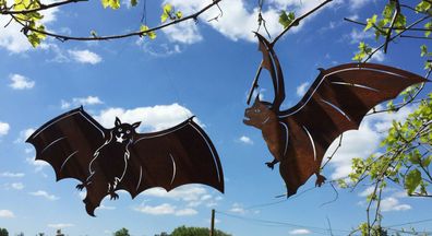 2er Set Fledermaus zum Hängen Edelrost Rost Halloween Dekoration Fledermäuse
