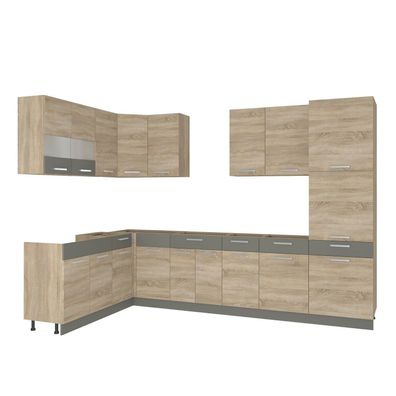 Küche L-Form ALINA mit Hochschrank 180 x 310 cm Küchenzeile Einbauküche