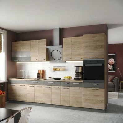 Küche 240cm Schränke Küchenzeile erweiterbar Picard Lava Neu&Schnell 