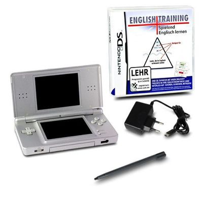 Nintendo DS Lite Konsole Silber #73A + ähnl Ladekabel + Spiel English Training