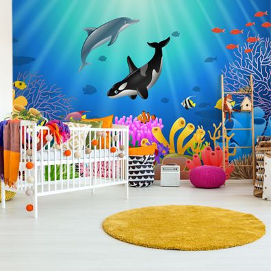 Muralo Selbstklebende Fototapeten XXL Jugend Delphin Schwertwal Ozean 2907