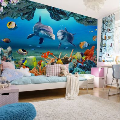 Muralo Selbstklebende Fototapeten XXL Jugend Ozean Delphine Fische 2914