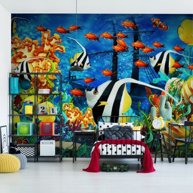 Muralo Selbstklebende Fototapeten XXL Jugend Tropische Fische 3D 2928