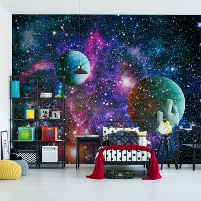 Muralo Selbstklebende Fototapeten XXL Jugend Bunter Kosmos 3D 2815