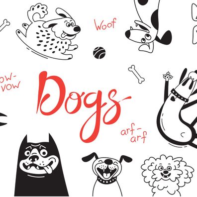 Muralo Selbstklebende Fototapeten XXL Jugend Comic Hunde Aufschriften 3306