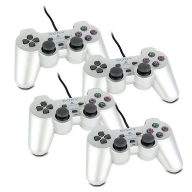 4 Original Playstation 2 Controller - PADS in SILBER - PS2 #4 - ohne Versand