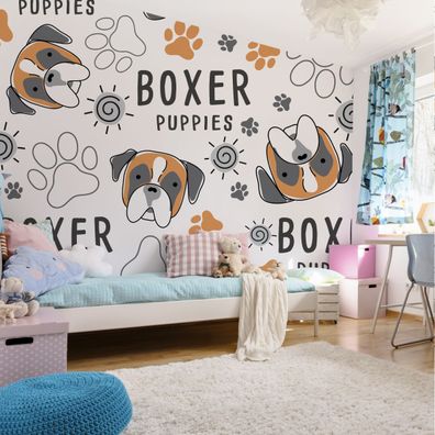 Muralo Selbstklebende Fototapeten XXL Jugend Hunde Tiere Boxer 3314