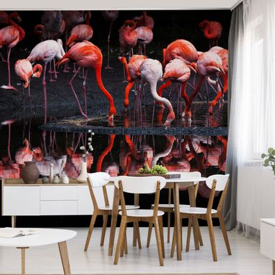 Muralo Selbstklebende Fototapeten XXL Schwarm Von Flamingos Vögel 3540