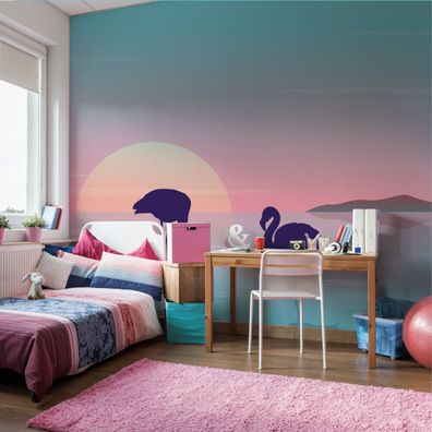 Muralo Selbstklebende Fototapeten XXL Schattenrisse Von Flamingos 3546