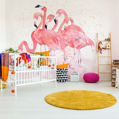 Muralo Selbstklebende Fototapeten XXL Für Jugend Flamingos Wolken 3553