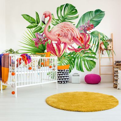 Muralo Selbstklebende Fototapeten XXL Für Jugend Flamingo Pflanzen 3575