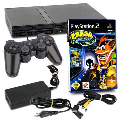 Original Playstation 2 PS2 Konsole SLIM LINE in Schwarz + Original Controller + ...