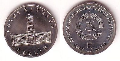 DDR Gedenk Münze 5 Mark Berlin Rotes Rathaus 1987 (110877)