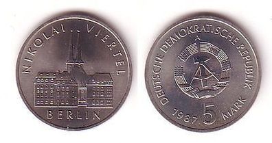DDR Gedenk Münze 5 Mark Berlin Nikolaiviertel 1987 (111196)