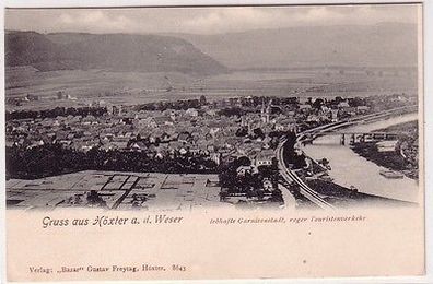 67227 Ak Gruß aus Höxter an der Weser Totalansicht um 1900