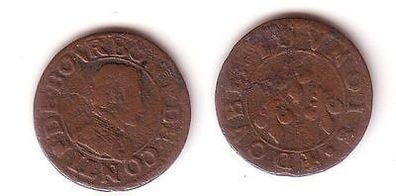 alte Münze Frankreich Kupfer-Double Tournois 1605 Prince de Conti (110845)