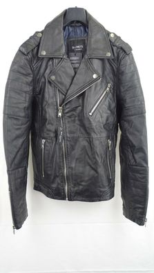 Barneys Originals full zip Leder biker Jacke in schwarz Gr. M Herren