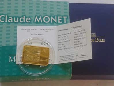 Original 100 euro 2009 PP Frankreich 17g 920er Gold Malerserie Claude Monet