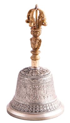 Glocke mit Dorje in Geschenkbox 18 cm &oslash; 9,5 cm Varja Ritual Tempelglocke