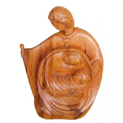 Heilige Familie aus Holz braun 12 x 18 cm Feng-Shui Heilige Figur Statue Skulptur