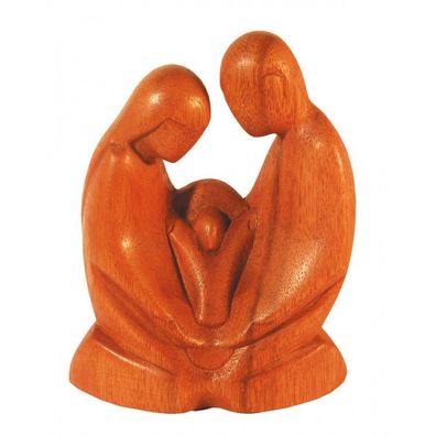 Heilige Familie aus Holz braun 10 x 14 cm Feng-Shui Heilige Figur Statue Skulptur