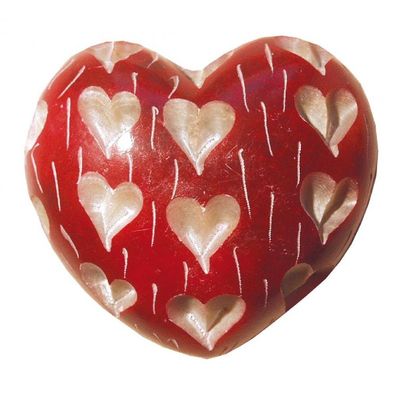 LIEBES-HERZ HEART aus Speckstein rot 6 x 6 cm Feng-Shui Handschmeichler Dekostein