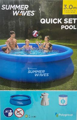 Summer Waves Quick Set Swimming Pool + Pumpe 305 x 76 cm Planschbecken NEU & OVP