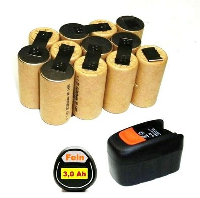 Akkupack für Fein ABS 14,4 V mit 3.0 Ah NiMh 14,4 Volt Panasonic Zellen