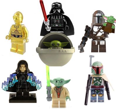 Star Wars Yoda Mandalorian Leia Grogu Yoda Boba Fett Klemmbausteine LEGO kompatibel