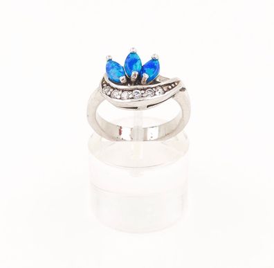 Opal Ring aus 925er Silber mit Zirkonia - Gr 51 EU