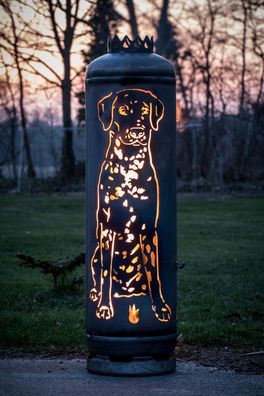 Feuerstelle Dalmatiner Hund Feuertonne für Garten & Terrasse