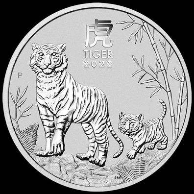 Australien 1 oz. Unze Silber 999.9 Lunar III Tiger Silbermünze 2022 - Neu