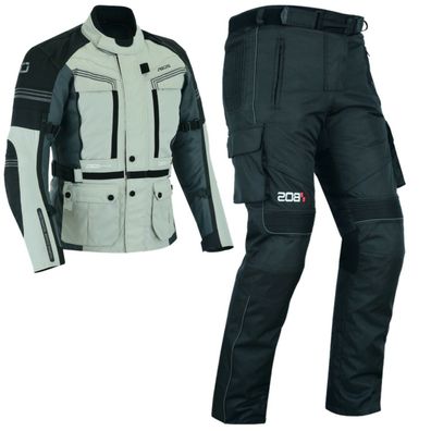 Herren Motorrad Wasserdicht Textil Kombi Grau Herren Motorrad Touring Kombi Neu