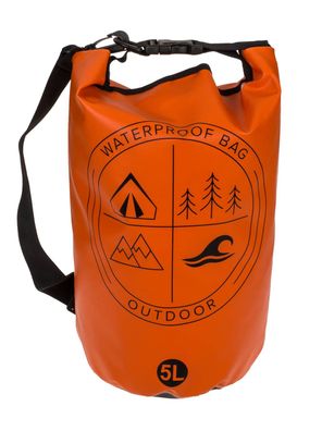 Seesack Beutel wasserdicht outdoor für Camping Wandern Rollbeutel orange 5L